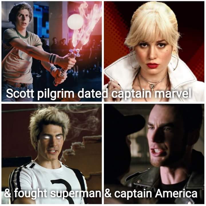 scott pilgrim vs the world - Scott pilgrim dated captain marvel & fought superman & captain America