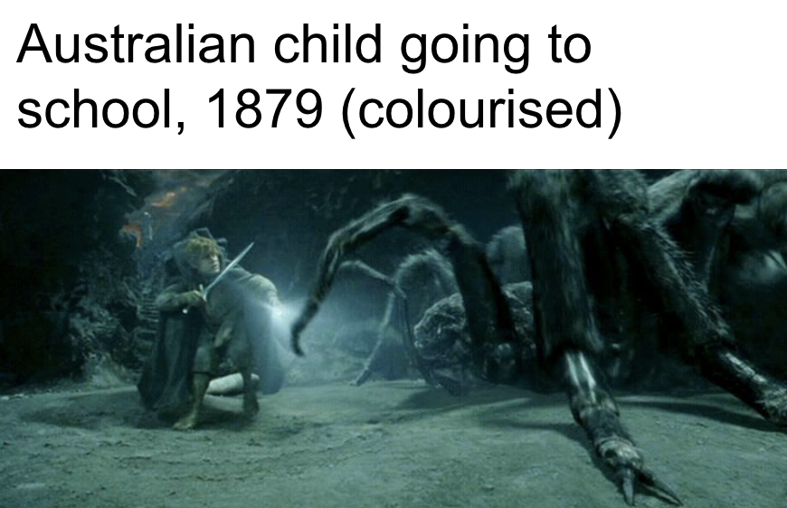 memes - australian child going to school - Australian child going to school, 1879 colourised