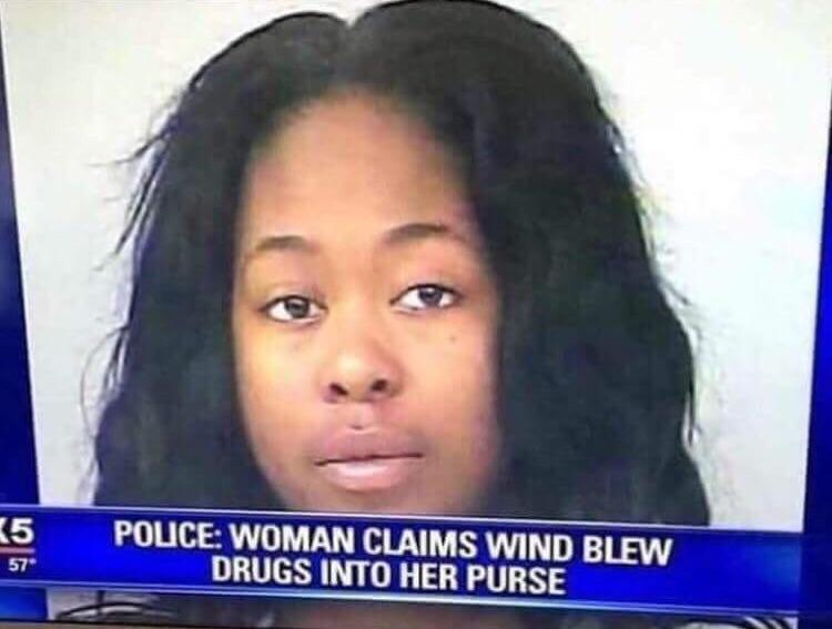 cringe woman claims wind blew drugs into purse - Police Woman Claims Wind Blew Drugs Into Her Purse