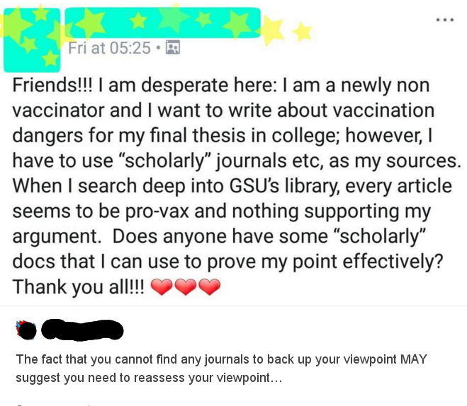 cringe things anti vaxxers say - Fri at Friends!!! I am desperate here I am a newly non vaccinator and I want to write about vaccination dangers for my final thesis in college; however, I have to use "scholarly journals etc, as my sources. When I search d