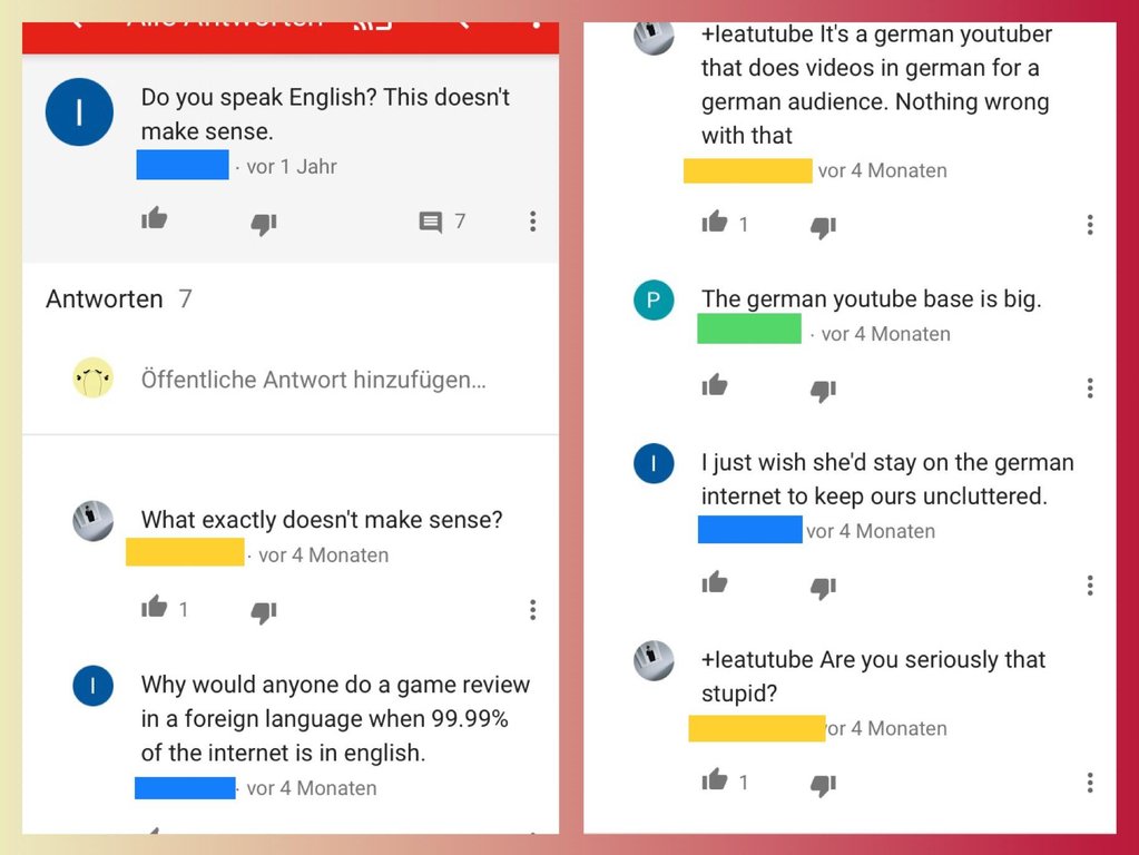 cringe comments in english video - Do you speak English? This doesn't make sense. vor 1 Jahr leatutube It's a german youtuber that does videos in german for a german audience. Nothing wrong with that vor 4 Monaten Antworten 7 P The german youtube base is 