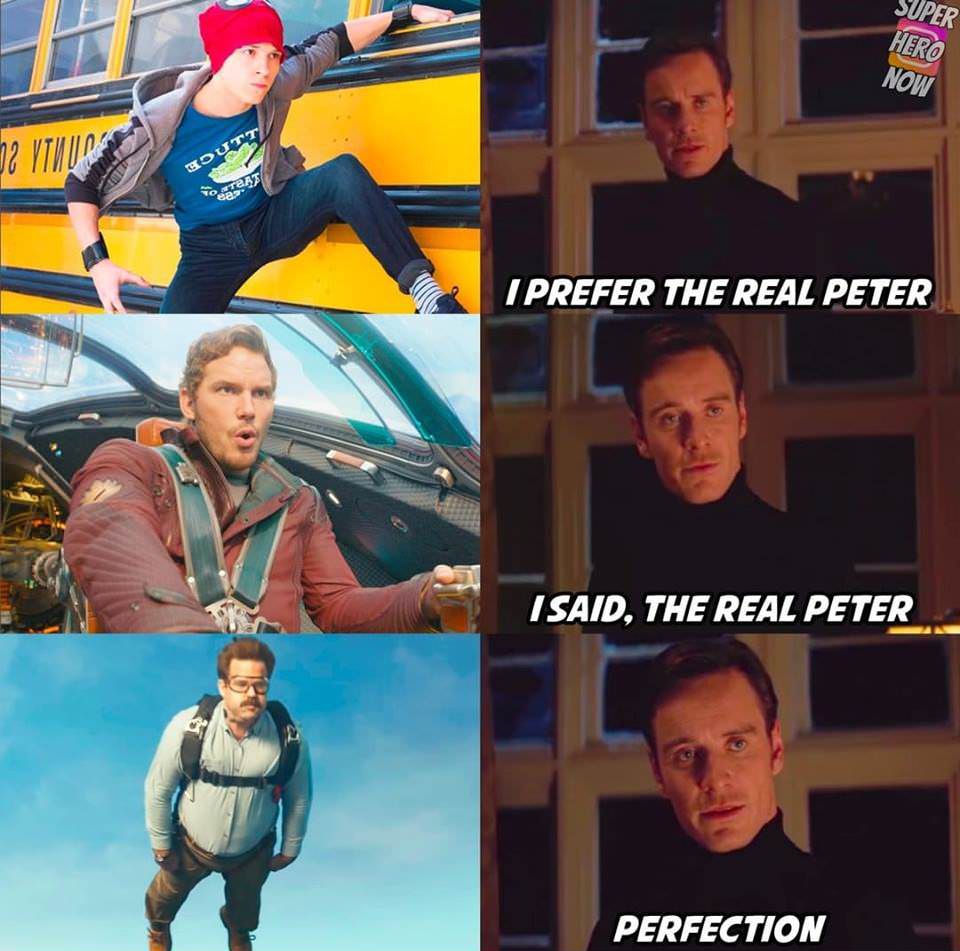 work meme with Magneto asking for the real superhero named Peter