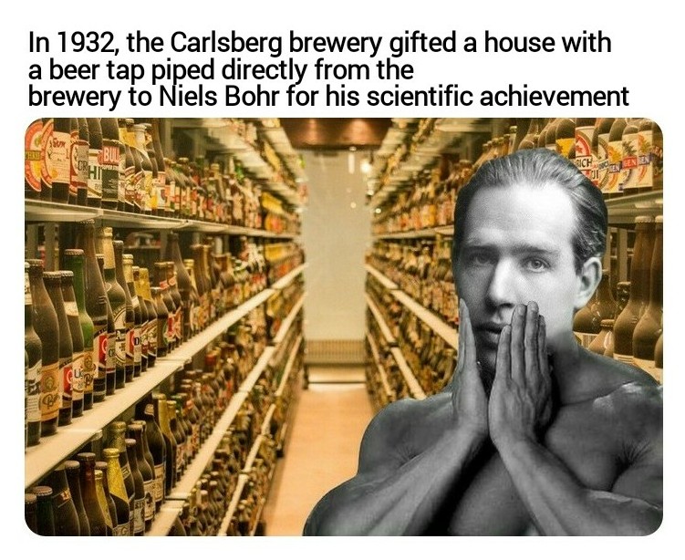 human behavior - In 1932, the Carlsberg brewery gifted a house with a beer tap piped directly from the brewery to Niels Bohr for his scientific achievement