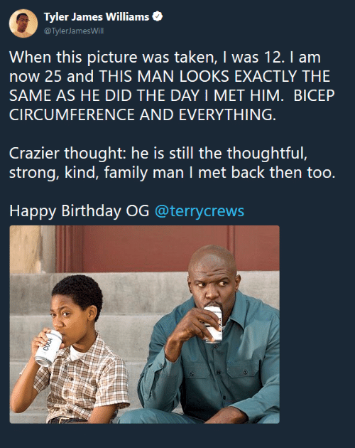terry crews tyler james williams - O Tyler James Williams Will When this picture was taken, I was 12. I am now 25 and This Man Looks Exactly The Same As He Did The Day I Met Him. Bicep Circumference And Everything. Crazier thought he is still the thoughtf