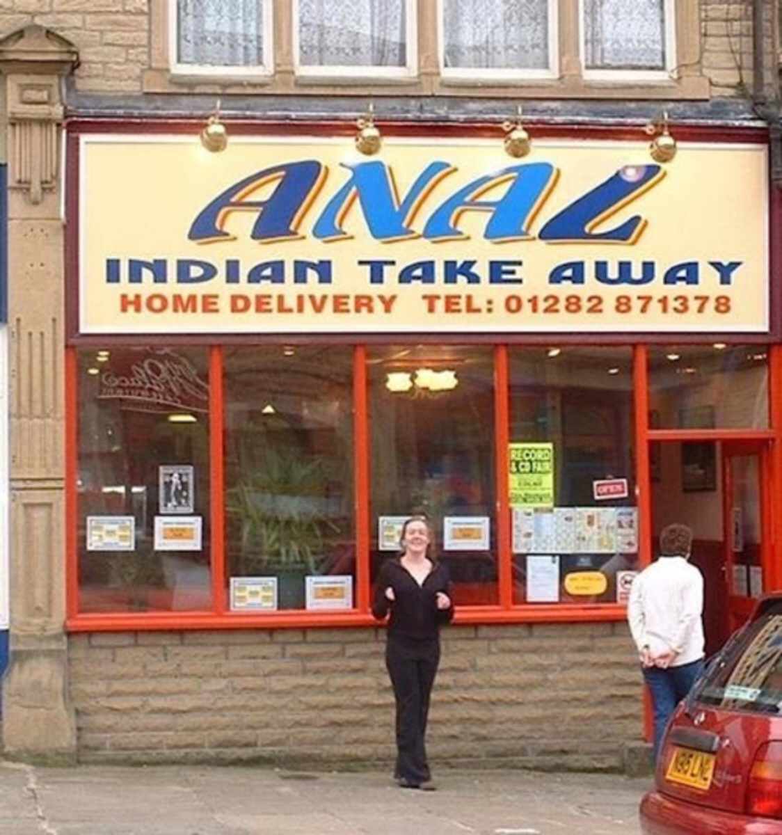 funny restaurant names - Anal Indian Take Away Home Delivery Tel 01282 871378