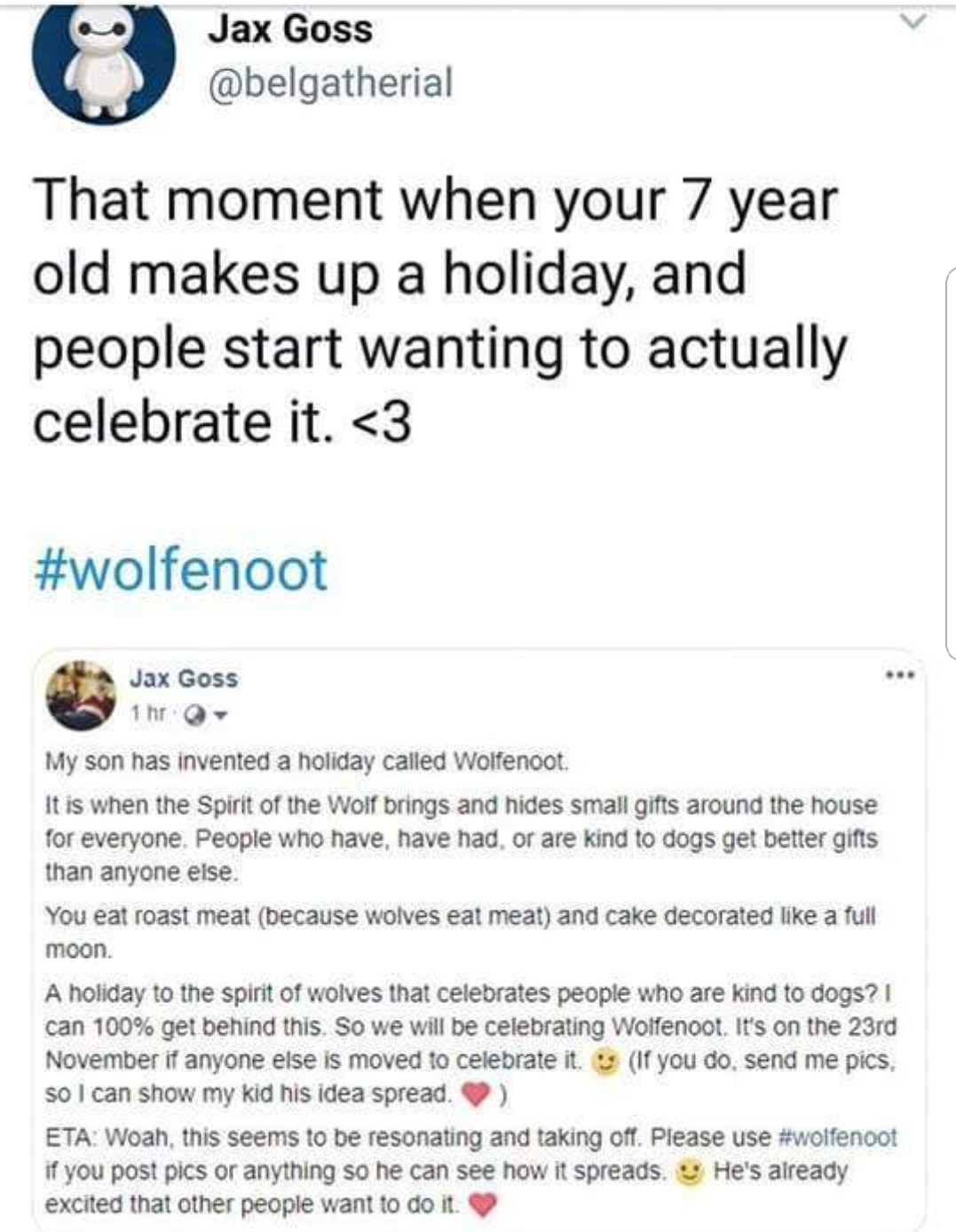 wolfenoot cakes - Jax Goss That moment when your 7 year old makes up a holiday, and people start wanting to actually celebrate it.