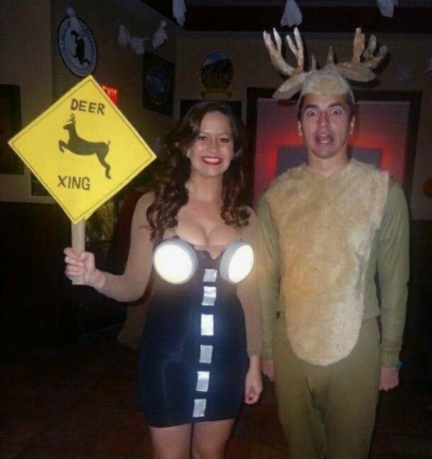 deer in headlights couple costume - Deer Xing