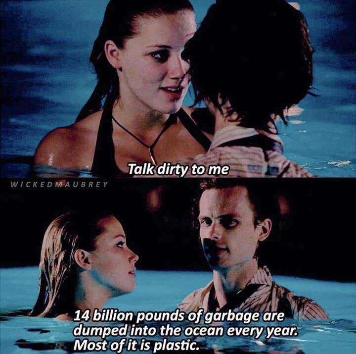 talk dirty to me meme about trash in the oceans