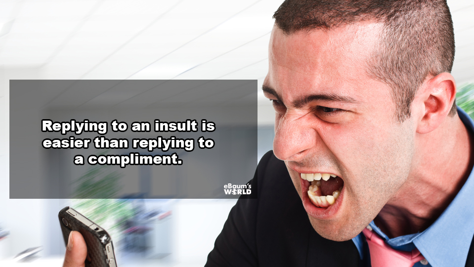 angry people - an insult is easier than a compliment. Wrld eBaum's