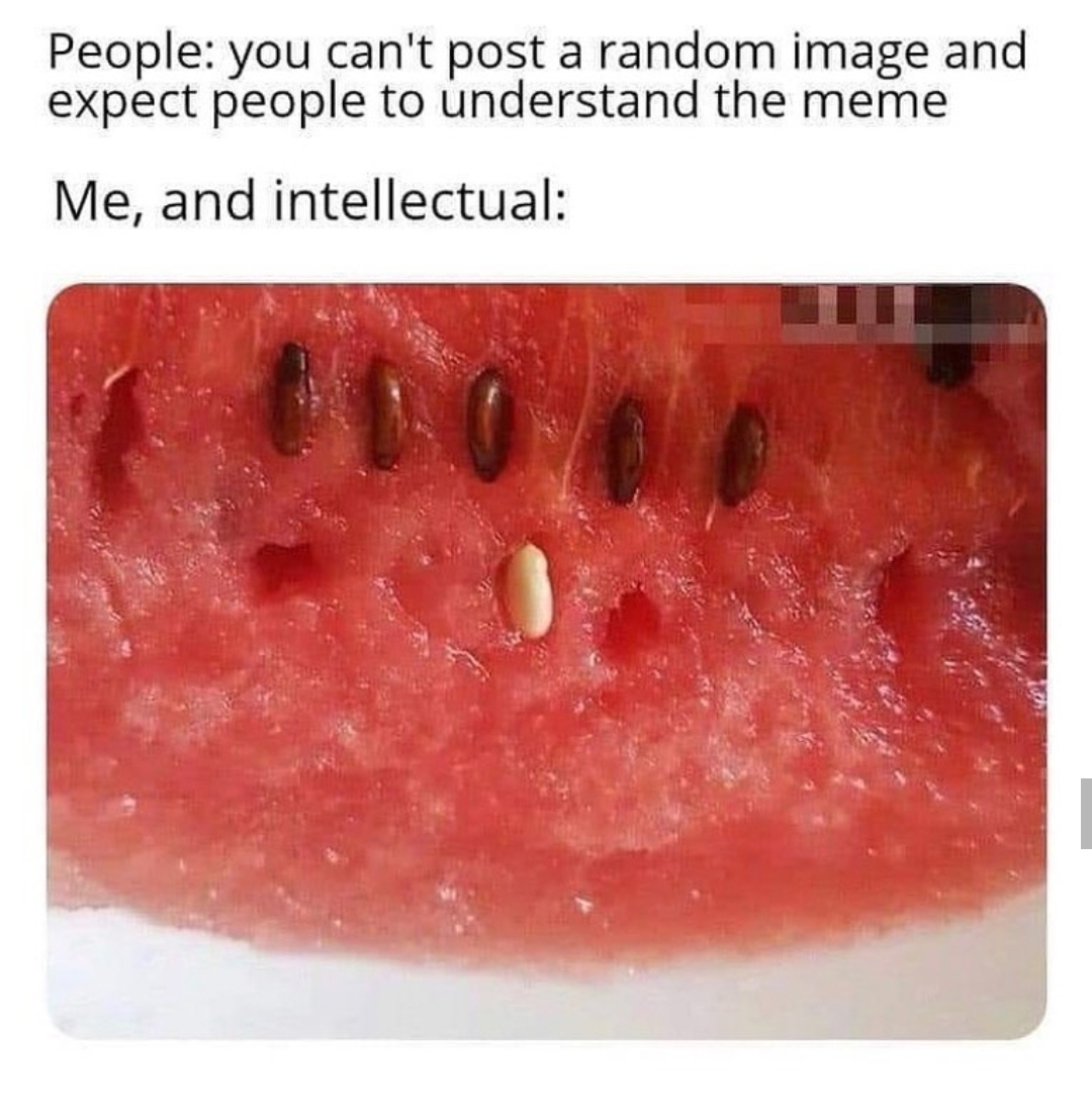 watermelon - People you can't post a random image and expect people to understand the meme Me, and intellectual