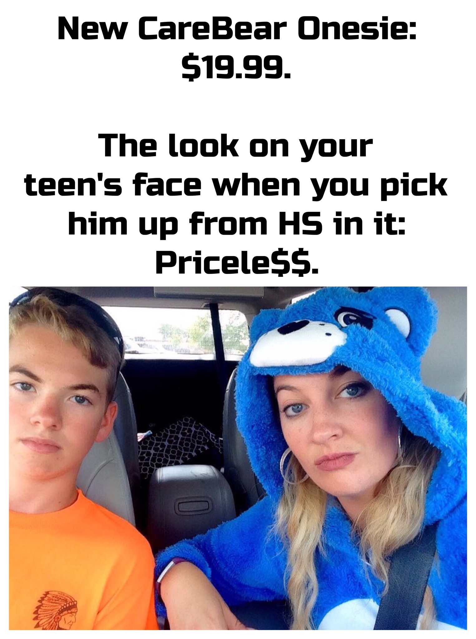 cap - New CareBear Onesie $19.99. The look on your teen's face when you pick him up from Hs in it Pricele$$.