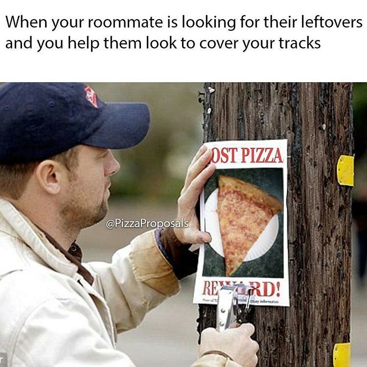 meme pizza - When your roommate is looking for their leftovers and you help them look to cover your tracks Dst Pizza Rekord! Der