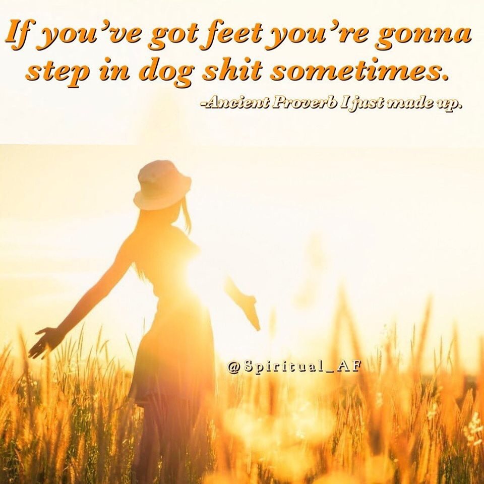 friendship - If you've got feet you're gonna step in dog shit sometimes. Ancient Proverb I just made up. @ Spiritual_AF