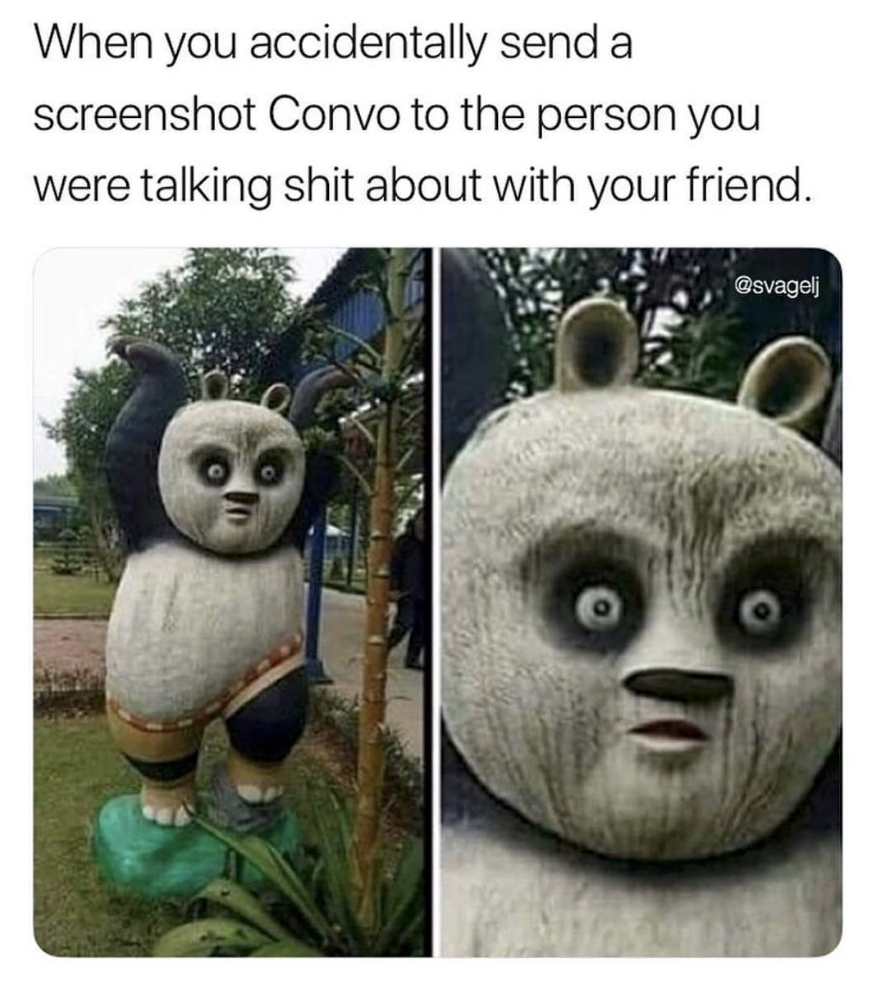 funny relatable memes clean - When you accidentally send a screenshot Convo to the person you were talking shit about with your friend.