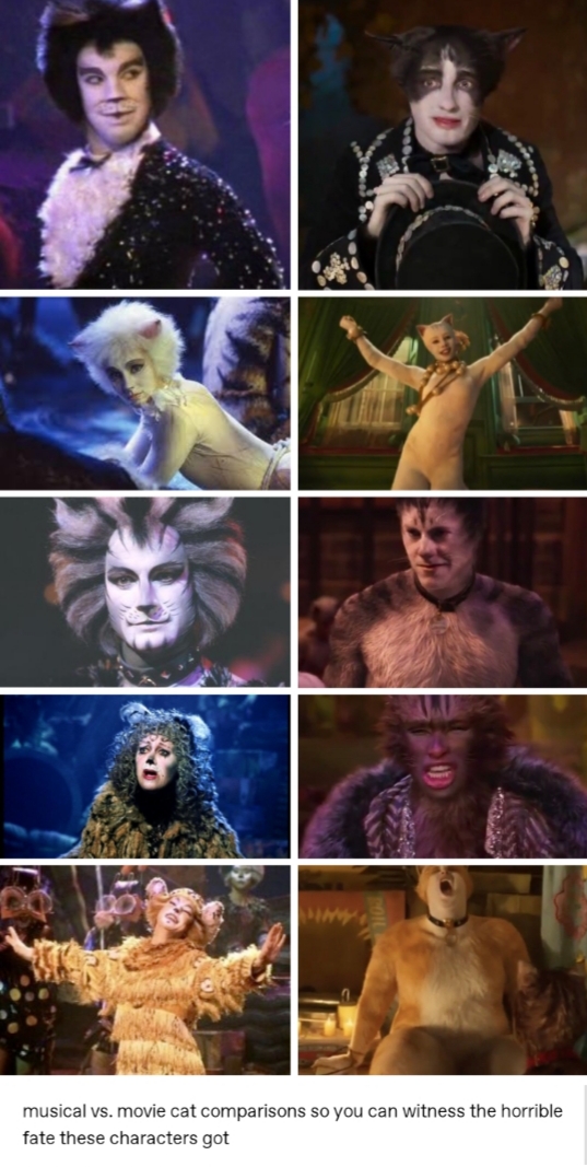 cats the musical makeup - musical vs. movie cat comparisons so you can witness the horrible fate these characters got