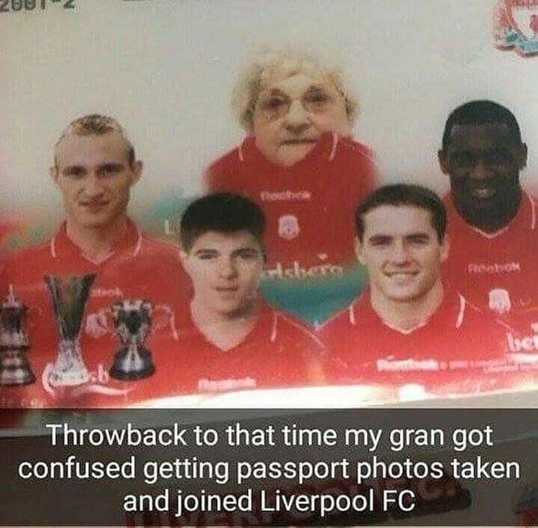 grandma joins liverpool fc - Throwback to that time my gran got confused getting passport photos taken and joined Liverpool Fc