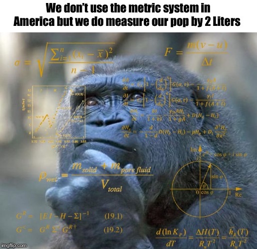 philosophical monkey - We don't use the metric system in America but we do measure our pop by 2 Liters Vu Le Sw 1 Mes N Ah Tess Dem 11 HH0. 22 . 01 S osti sin solid pore fluid sin total O cos G ElH21! G Gregre 19.1 19.2 d In Kn. AhT_h1 dT R7? Ri imgflip.c