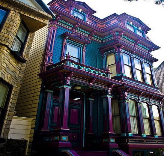 colorful victorian houses - C