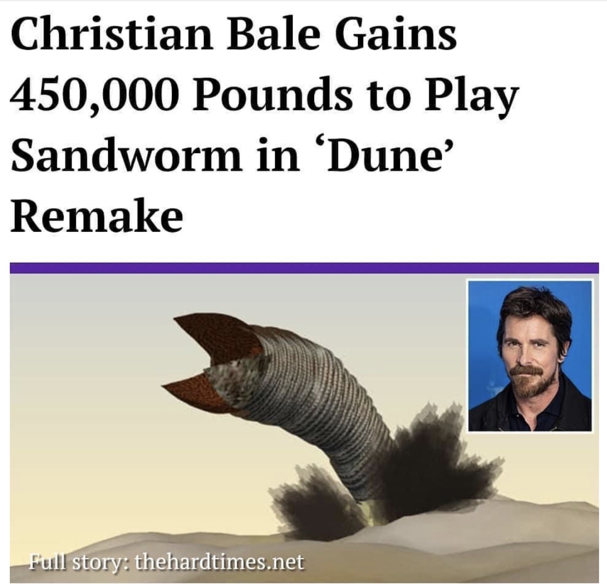 christian bale dune - Christian Bale Gains 450,000 Pounds to Play Sandworm in Dune' Remake Full story thehardtimes.net