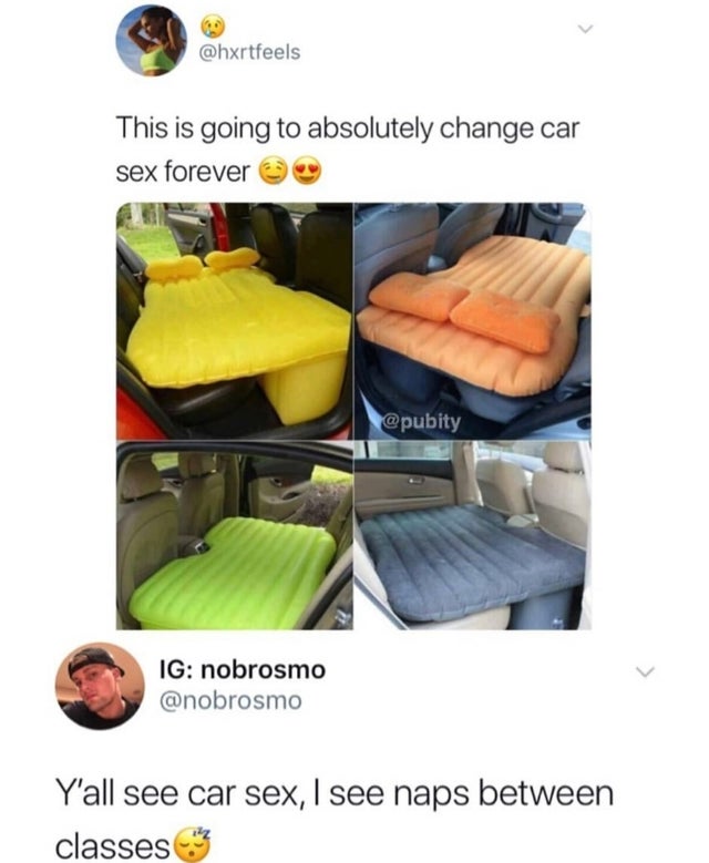 car sex on a whole new level - This is going to absolutely change car sex forever Ig nobrosmo Y'all see car sex, I see naps between classes