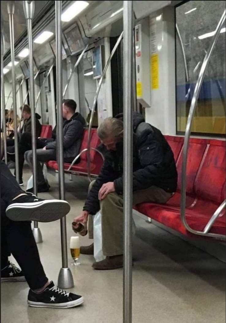 drinking on the subway
