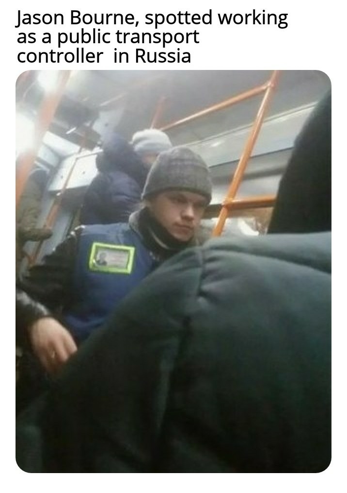 photo caption - Jason Bourne, spotted working as a public transport controller in Russia