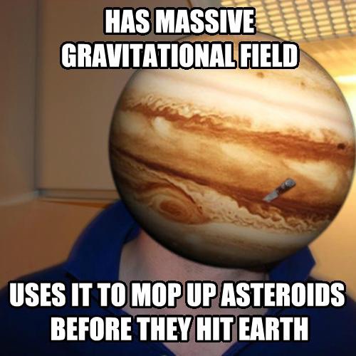 photo caption - Has Massive Gravitational Field Uses It To Mop Up Asteroids Before They Hit Earth