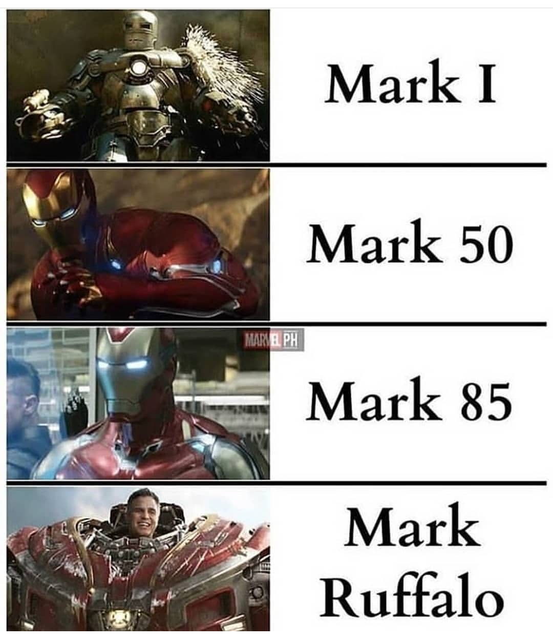 Iron Man - Mark I Mark 50 Mare.Ph Mark 85 Mark Ruffalo