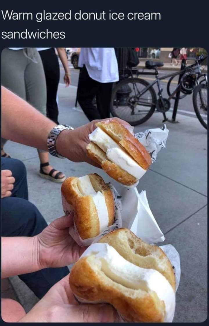 glazed donut ice cream sandwich - Warm glazed donut ice cream sandwiches