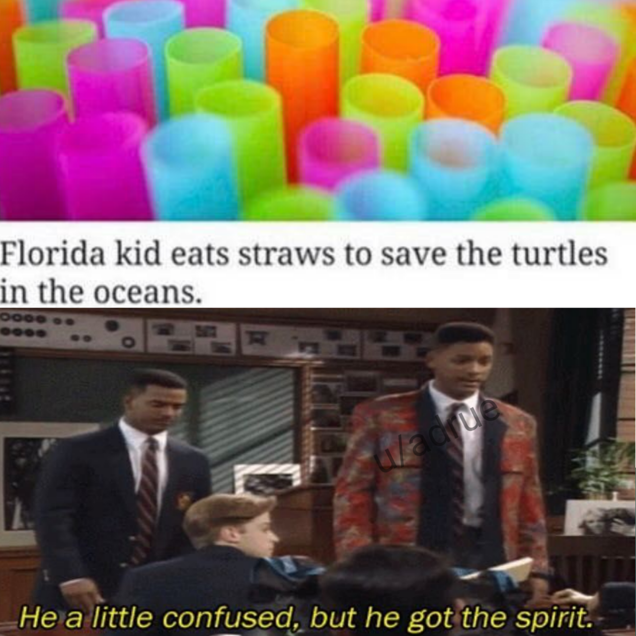 Florida kid eats straws to save the turtles in the oceans. He a little confused, but he got the spirit.