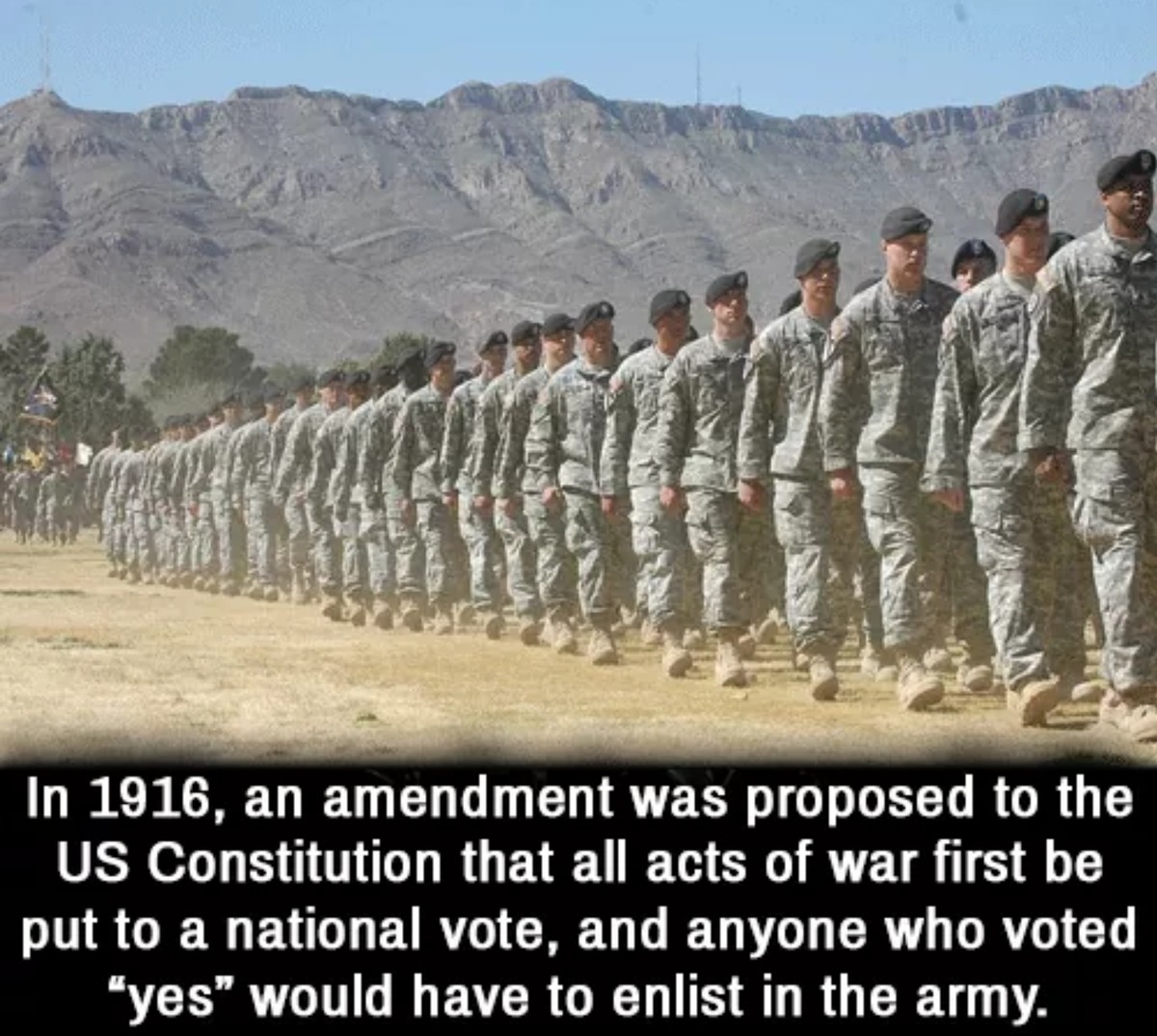fort bliss texas - In 1916, an amendment was proposed to the Us Constitution that all acts of war first be put to a national vote, and anyone who voted "yes" would have to enlist in the army.