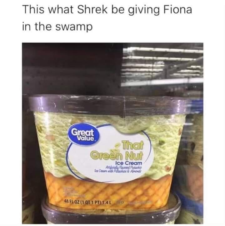green nut ice cream shrek - This what Shrek be giving Fiona in the swamp Great Value Thai Green Nur Ice Cream A Fund Plcach look Phononde 48 Floz 1 T 1 Pt1.4L