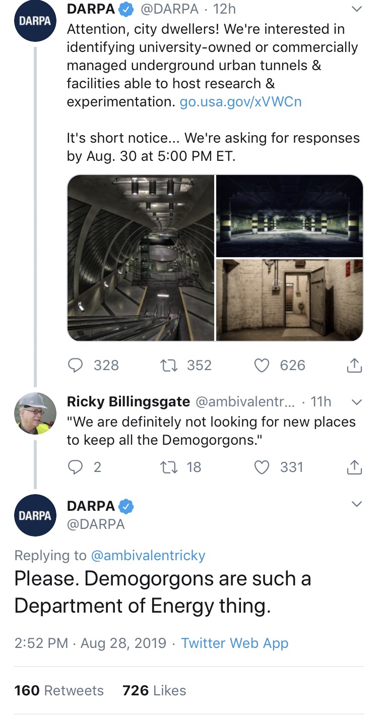 jonathan mcintosh star wars - Darpa Darpa 12h Attention, city dwellers! We're interested in identifying universityowned or commercially managed underground urban tunnels & facilities able to host research & experimentation.go.usa.govxVWCn It's short notic
