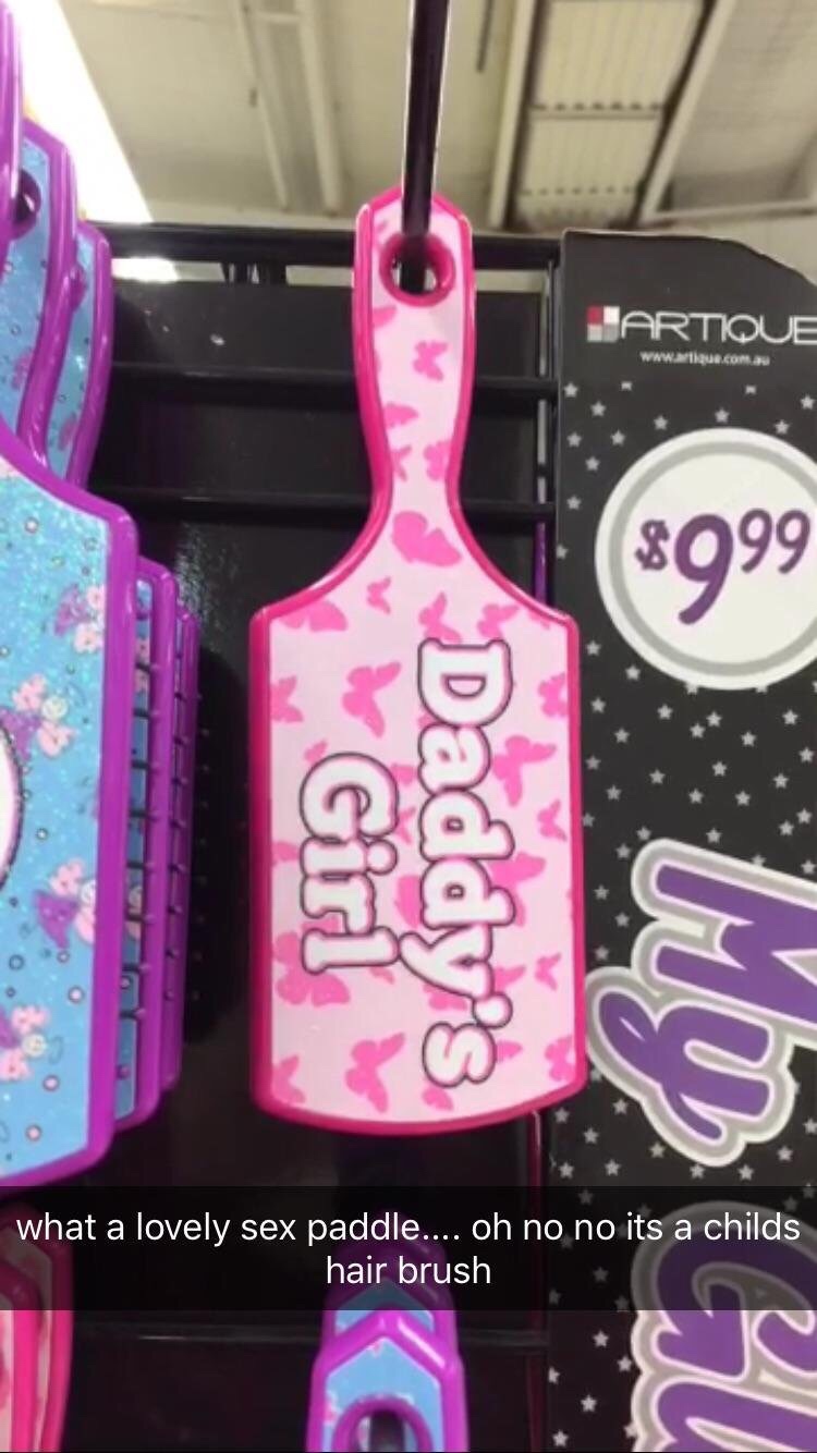 label - O Artique $9.99 Giri Daddy what a lovely sex paddle.... oh no no its a childs hair brush