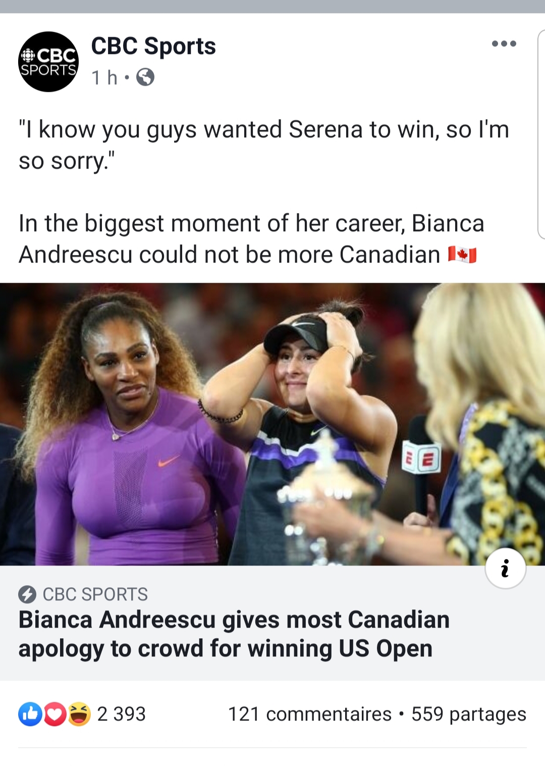 us open bianca - Cbc Cbc Sports 1h. "I know you guys wanted Serena to win, so I'm so sorry." In the biggest moment of her career, Bianca Andreescu could not be more Canadian Cbc Sports Bianca Andreescu gives most Canadian apology to crowd for winning Us O