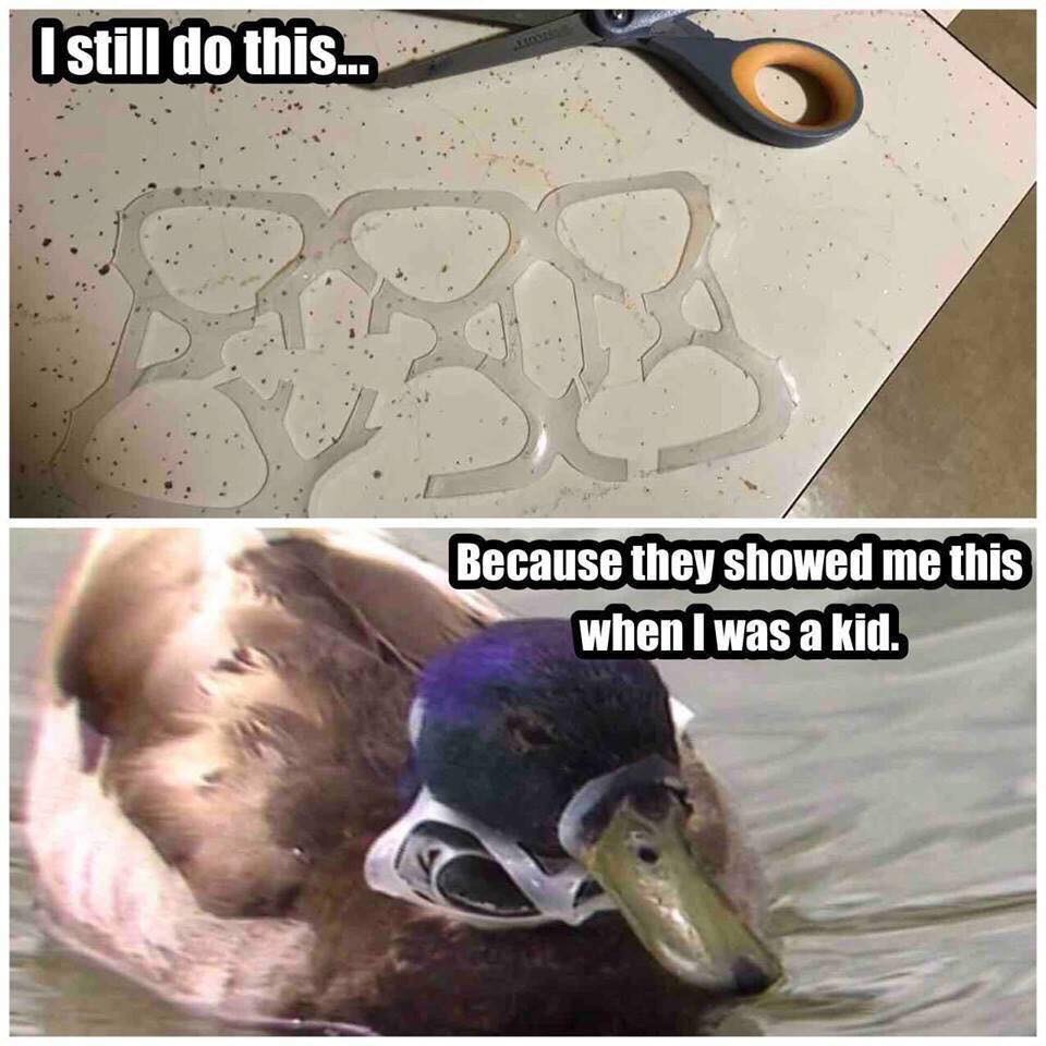 beak - I still do this... Because they showed me this when I was a kid.
