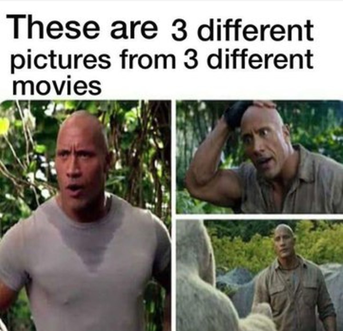 dwayne johnson different films - These are 3 different pictures from 3 different movies