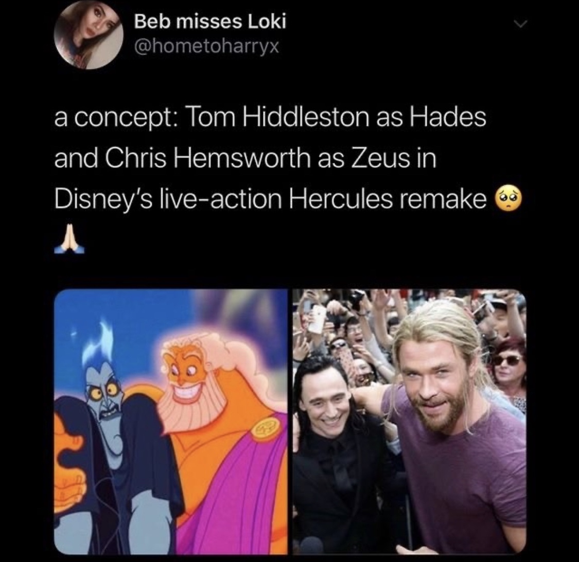 tom hiddleston hades - Beb misses Loki a concept Tom Hiddleston as Hades and Chris Hemsworth as Zeus in Disney's liveaction Hercules remake