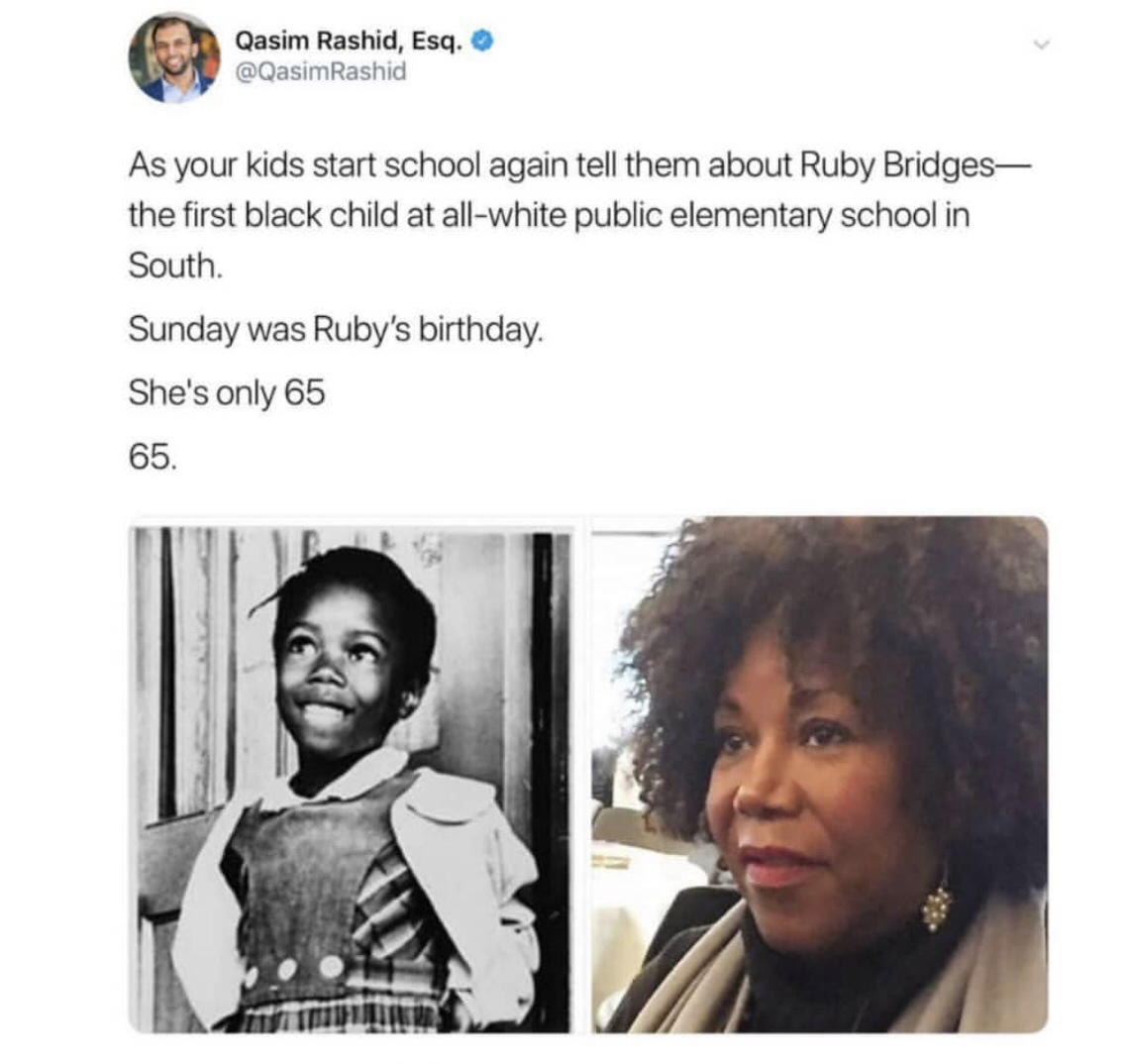 free images of ruby bridges - Qasim Rashid, Esq. Rashid As your kids start school again tell them about Ruby Bridges the first black child at allwhite public elementary school in South. Sunday was Ruby's birthday. She's only 65 65.