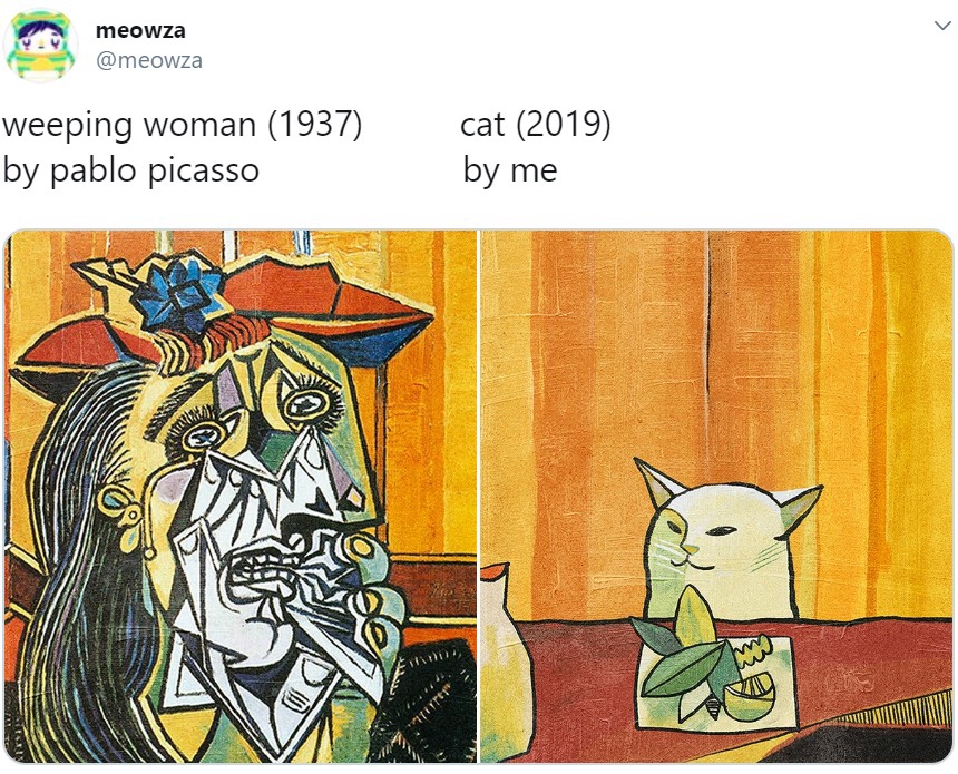 pablo picasso crying woman - meowza weeping woman 1937 by pablo picasso cat 2019 by me abe