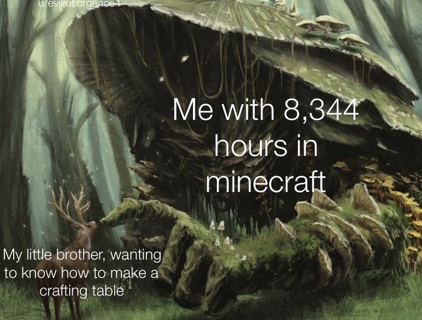 it's only 3.6 roentgen meme - uevilresurgence4 Me with 8,344 hours in minecraft My little brother, wanting to know how to make a crafting table