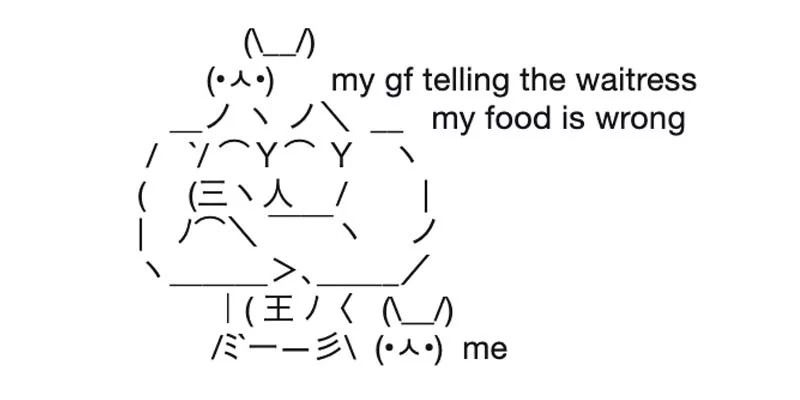 twitter bunny meme - 1 my gf telling the waitress my food is wrong Iyyy i | IE 1 1 me