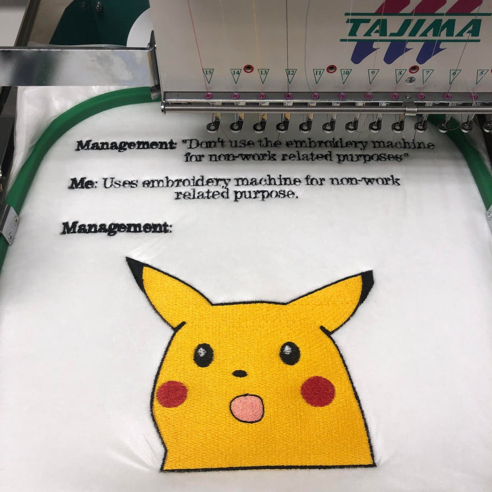 material - Ajima w w V V V E wit h .. ......... ....... ...... ..... .................. do od d d d d d Management "Don't use the embroidery machine for nonwork related purposes Me Uses embroidery machine for nonworks related purpose. Management Ro Petar