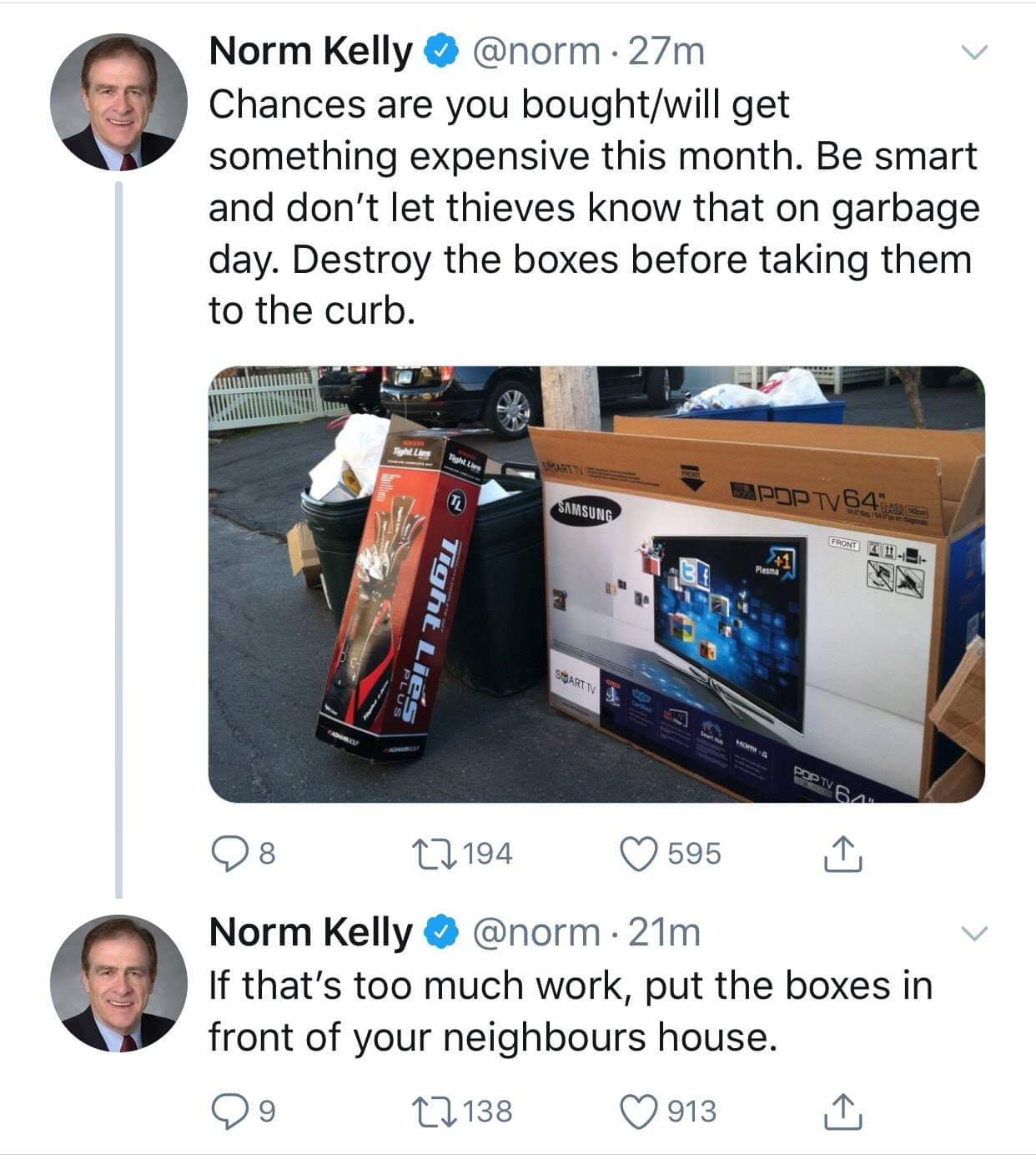 multimedia - Norm Kelly 27m Chances are you boughtwill get something expensive this month. Be smart and don't let thieves know that on garbage day. Destroy the boxes before taking them to the curb. Mount Tight Tight. Les HAPOPTV64 me Samsung Front 4 Plasm