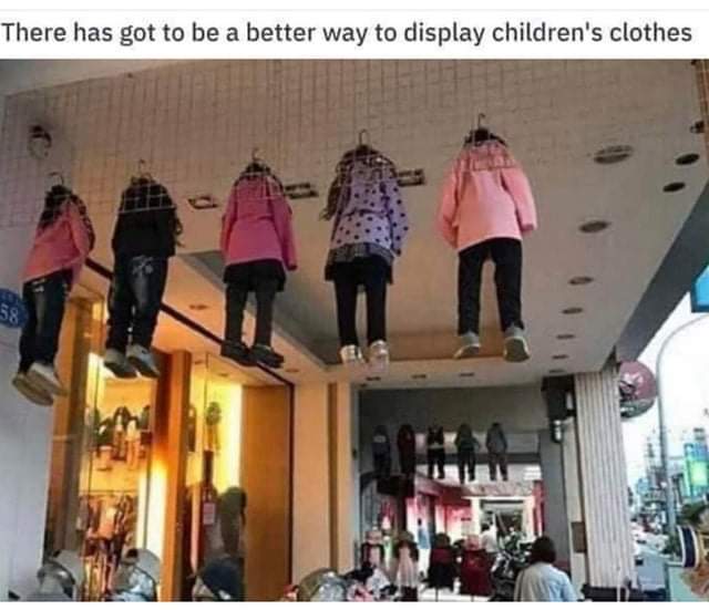 worst design fails - There has got to be a better way to display children's clothes