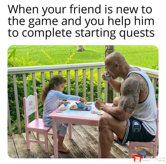 funny jokes for kids - When your friend is new to the game and you help him to complete starting quests