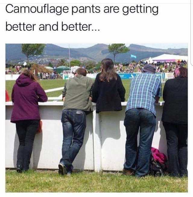 camo pants meme - Camouflage pants are getting better and better...
