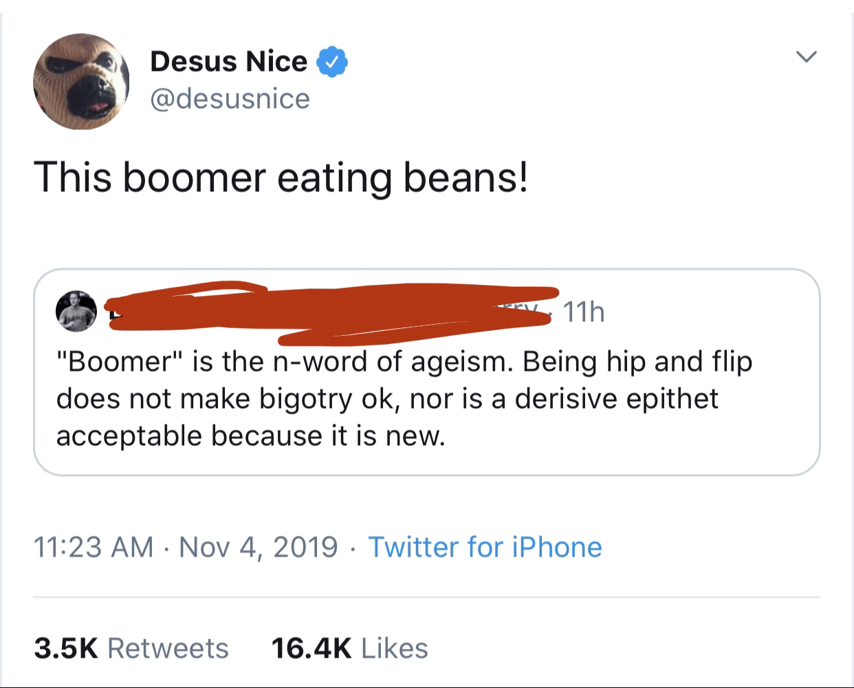 black twitter - Desus Nice This boomer eating beans! 11h