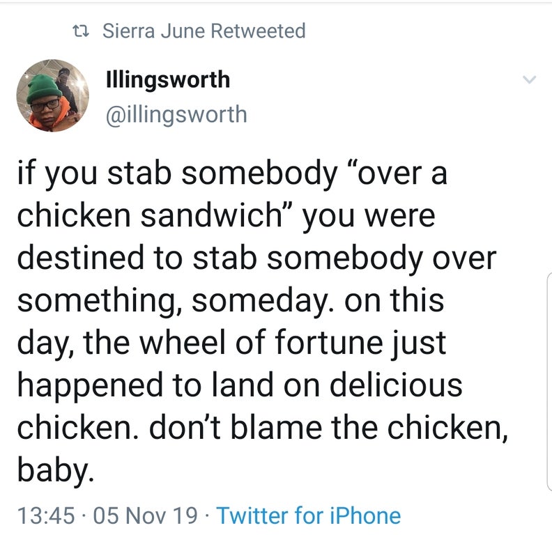 black twitter - 22 Sierra June Retweeted illingsworth if you stab somebody