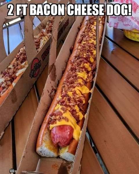 american food - 2 Ft Bacon Cheese Dog!